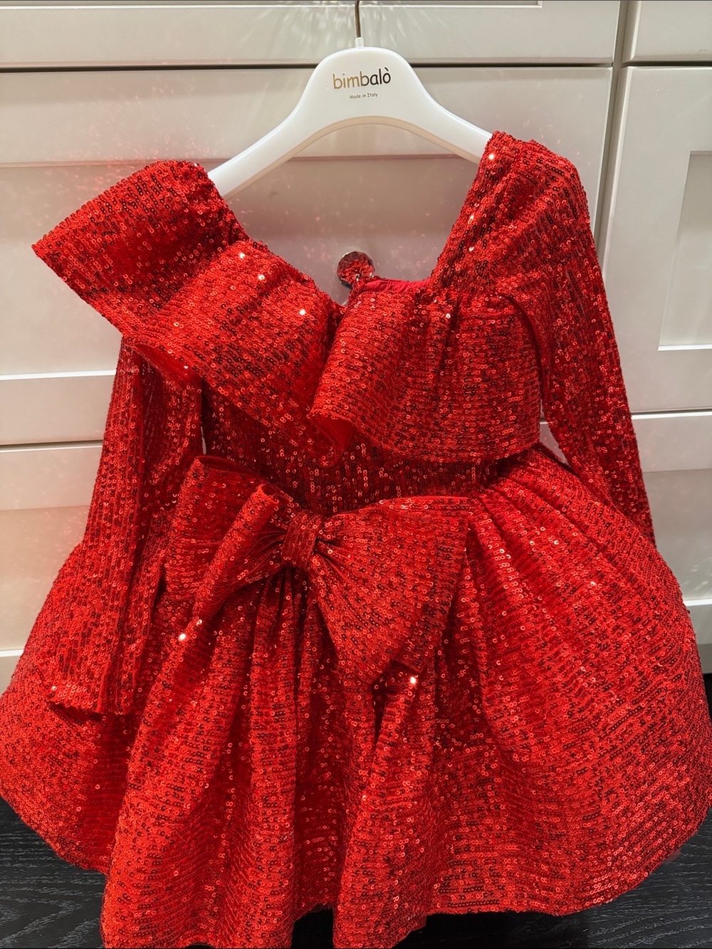 Girls Red Sequin Party Dress for Size 4